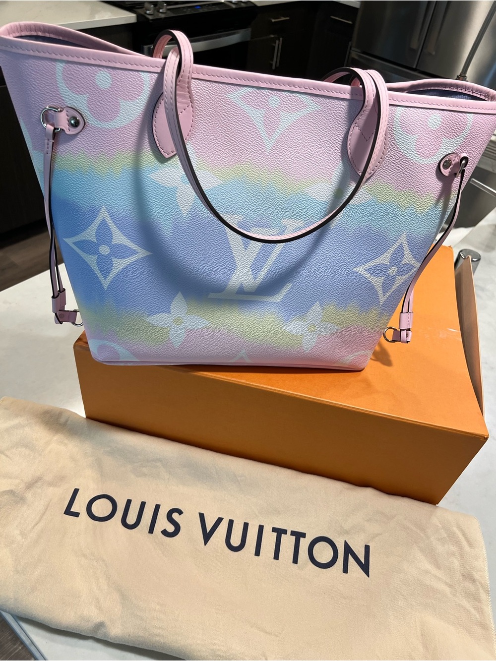 Authentic Louis Vuitton Pastel Gradient Monogram Neverful MM Tote Iconic - Picture 2 of 16